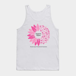 Breast cancer support squad with flower, ribbons & black type Tank Top